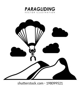 Paragliding design over white background, vector illustration