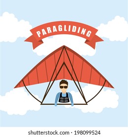 Paragliding design over white background, vector illustration