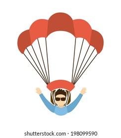 Paragliding design over white background, vector illustration