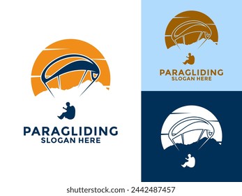 Paragliding flying sports logo vector, High Adventure Paragliding logo design template