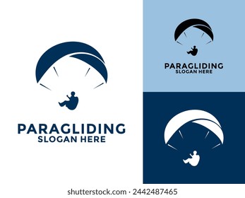 Paragliding flying sports logo vector, High Adventure Paragliding logo design template