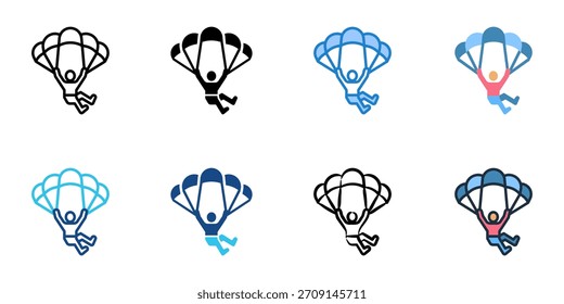 Conjunto de iconos de parapente colección de Vector de estilo múltiple. Trazo editable 
