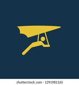 paragliding icon, paragliding symbol. Flat vector sign isolated on blue background. Simple vector illustration for graphic and web design.