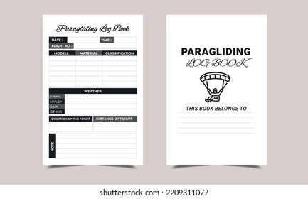 paragliding log book KDP Interior design. Printable logbook