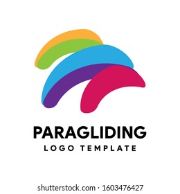 Paragliding logo design template with typography. Colorful paragliding logo design.