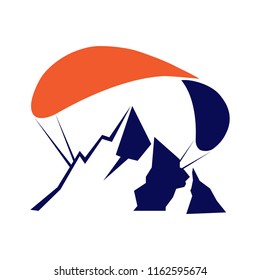 Paragliding logo. Mount and parachute