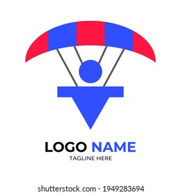 paragliding logo simple minimalist vector