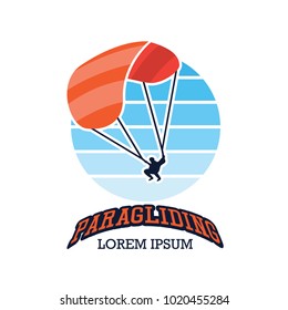 paragliding logo with text space for your slogan / tag line, vector illustration