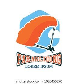 paragliding logo with text space for your slogan / tag line, vector illustration