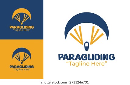 A paragliding mark combining mountain silhouettes and balanced gliding motion for outdoor lifestyle brands.