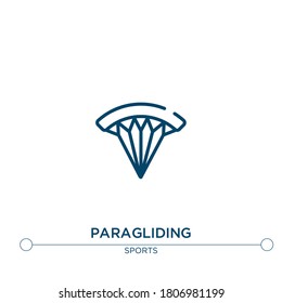 icono del vector de contorno de parapente. ilustración de elemento simple. icono de contorno de parapente del concepto deportivo. se puede usar para web y móvil
