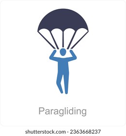 Concepto de ícono de parapente y paracaídas