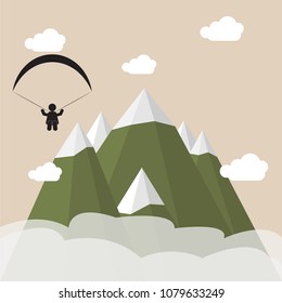 paragliding Snow Mountains, Forest background nature sky landscape