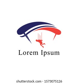 paragliding sports logo vector illustration. paragliding club design template.