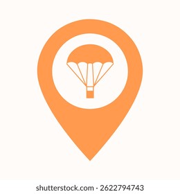 Paragliding Spot Map Pin Vector, Adventure Fly Icon, Sky Location Marker