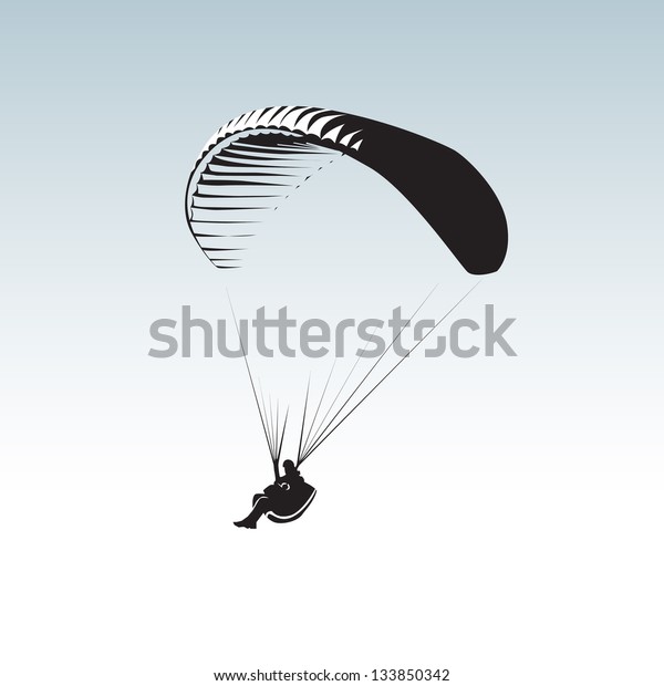 Paragliding Theme Parachute Controlled By Person Stock Vector (Royalty ...