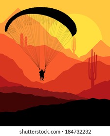 Paragliding vector background landscape concept vector