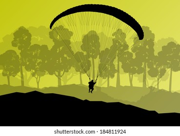 Paragliding vector background landscape concept vector