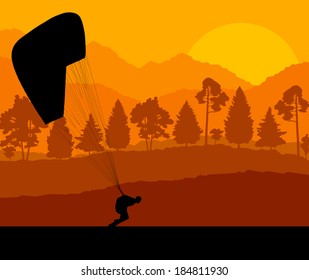 Paragliding vector background landscape concept vector