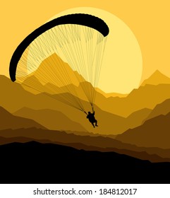 Paragliding vector background landscape concept vector