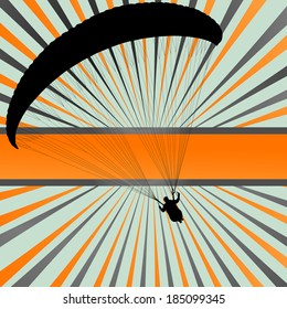 Paragliding vector background landscape concept vector with burst