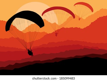 Paragliding vector background landscape concept vector