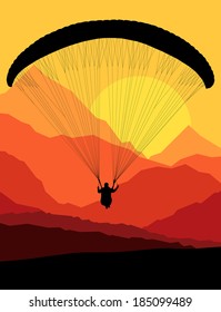 Paragliding vector background landscape concept vector