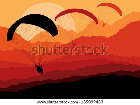 Paragliding vector background landscape concept vector