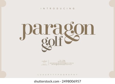 Paragon golf, elegant wedding alphabet letters font and number typography luxury classic lettering serif fonts decorative logo vintage