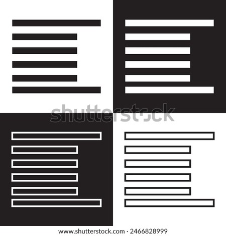 Paragraph Align, Text Align, Paragraph Centering, Left Justified, Right Justified, UI Icon, isolated on white background. Vector illustration. EPS 10