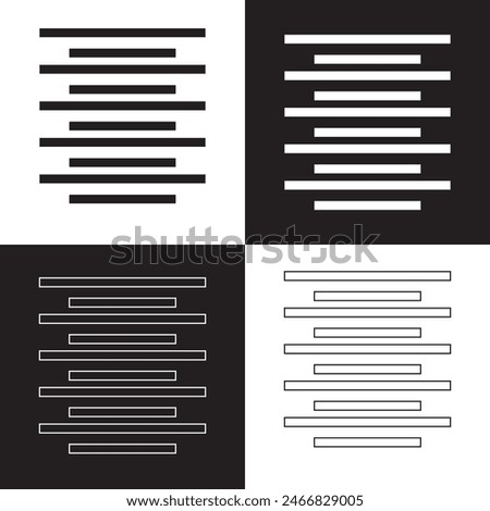 Paragraph Align, Text Align, Paragraph Centering, Left Justified, Right Justified, UI Icon, isolated on white background. Vector illustration. EPS 10