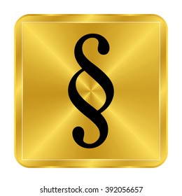 paragraph - black vector icon;  gold button