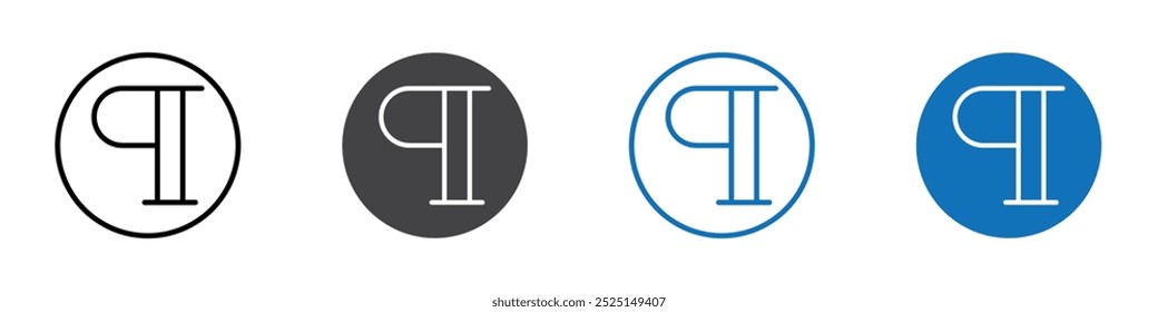 Paragraph icon Isolated on white background vector set