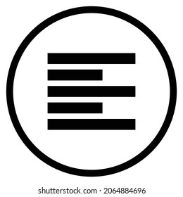 paragraph left Icon. Flat style Circle Shape isolated on white background. Vector illustration