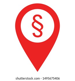 Paragraph and location pin on white