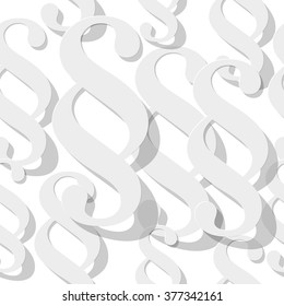 Paragraph paper symbols seamless Pattern with Shadows on a white background.
