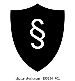 Paragraph and shield on white