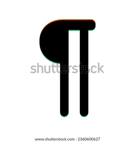 Paragraph sign. Black Icon with vertical effect of color edge aberration at white background. Illustration.