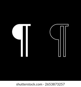 Paragraph sign Editable pilcrow text symbol typing element set icon white color vector illustration image simple solid fill outline contour line thin flat style