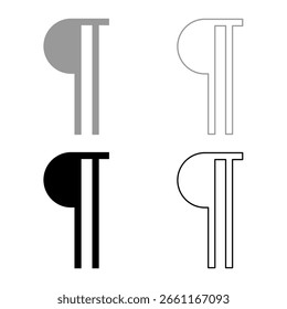 Paragraph sign Editable pilcrow text symbol typing element set icon grey black color vector illustration image simple solid fill outline contour line thin flat style