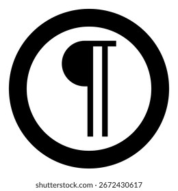 Paragraph sign Editable pilcrow text symbol typing element icon in circle round black color vector illustration image solid outline style simple