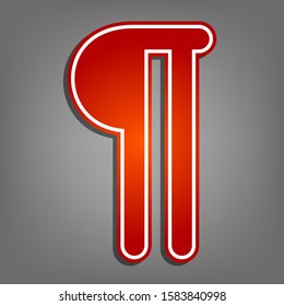 Paragraph sign. Flat red icon with linear white icon with gray shadow at grayish background. Illustration.