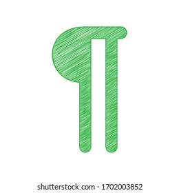 Paragraph sign. Green scribble Icon with solid contour on white background. Illustration.