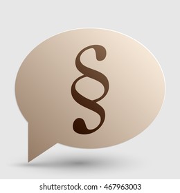 Paragraph sign illustration. Brown gradient icon on bubble with shadow.