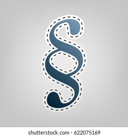 Paragraph sign illustration. Vector. Blue icon with outline for cutting out at gray background.