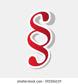 Paragraph sign illustration. Vector. New year reddish icon with outside stroke and gray shadow on light gray background.