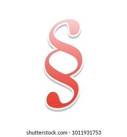 Paragraph sign illustration. Vector. Reddish icon with white and gray shadow on white background. Isolated.