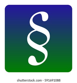Paragraph sign illustration. Vector. White icon at green-blue gradient square with rounded corners on white background. Isolated.