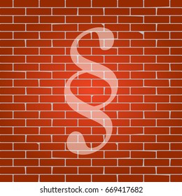 Paragraph sign illustration. Vector. Whitish icon on brick wall as background.