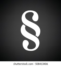 Paragraph symbol icon. Black background with white. Vector illustration.